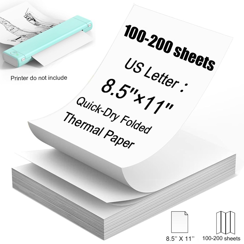 100-200 Sheets A4 Thermal Printer Paper 8.5" x 11" US Letter Size for M08F M834
