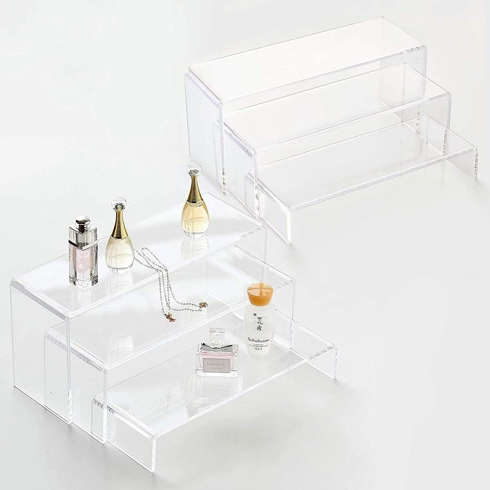 Display Risers, 6 Pcs(7.9”L~8.3”L~8.7”L) Rectangular Clear Acrylic Showcase C...