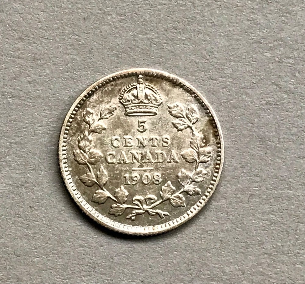 1908 Canada Five Cents Silver