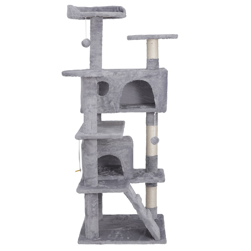 55" Cat Tree Multi Level Tower Condo Activity Center Scrathching Post Light Grey