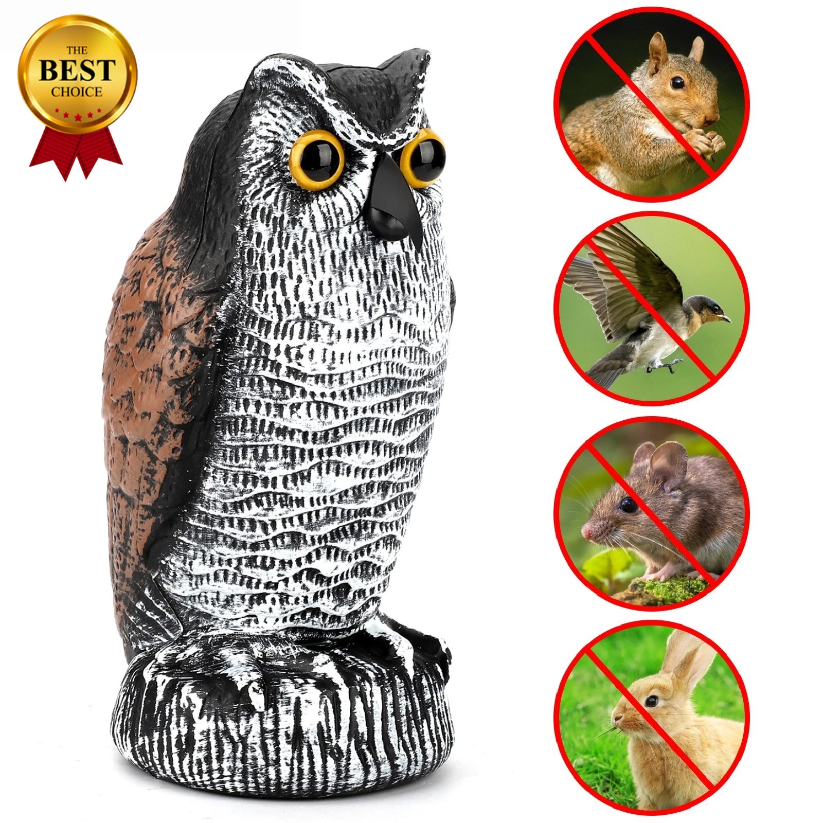 Owl Decoy Statue Protect Garden Yard Scare Birds Away Pigeon Repellent Scarecrow