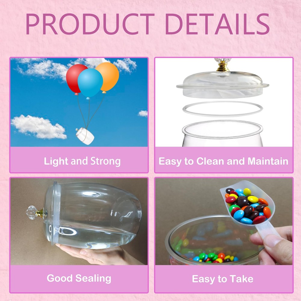 Candy And Cookie Jar 2 Pack 77oz Plastic Containers Lids Scoops Buffet Decor