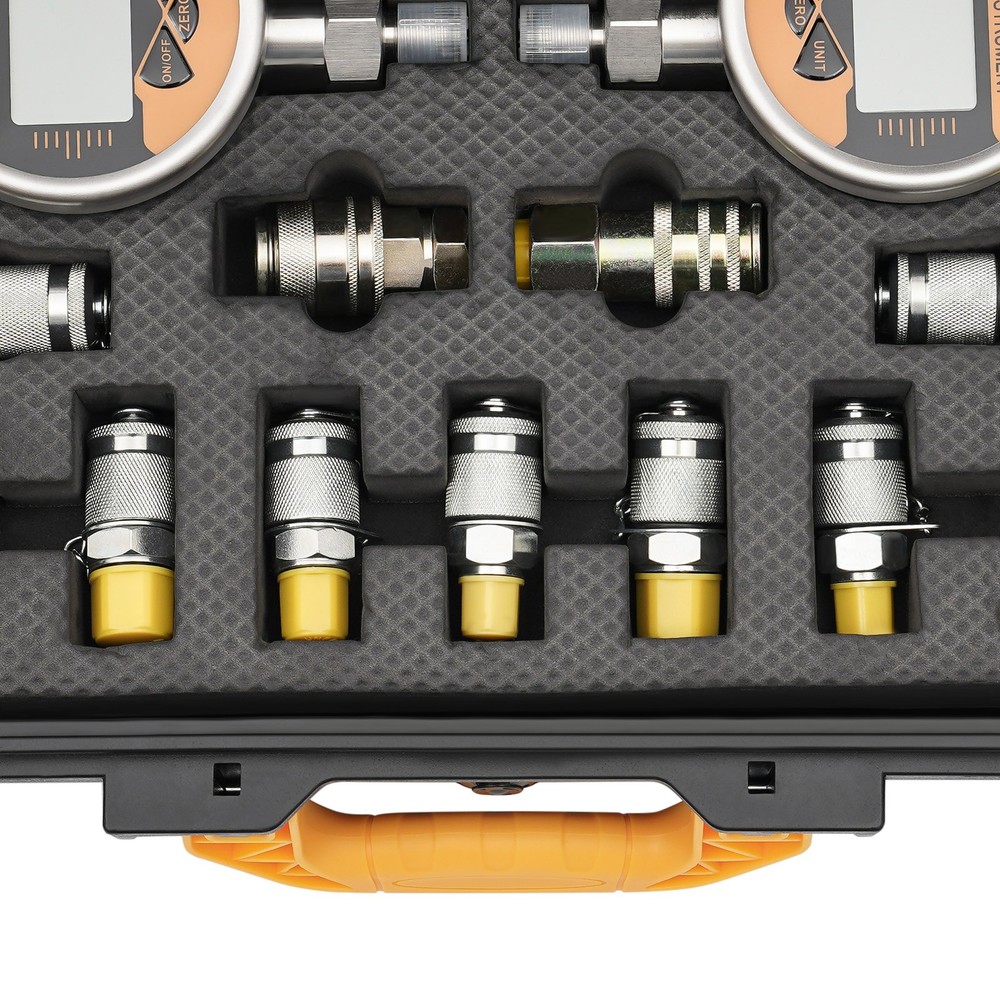 Digital Hydraulic Pressure Test Coupling Kit with 2 Gauges 2 Quick Connector