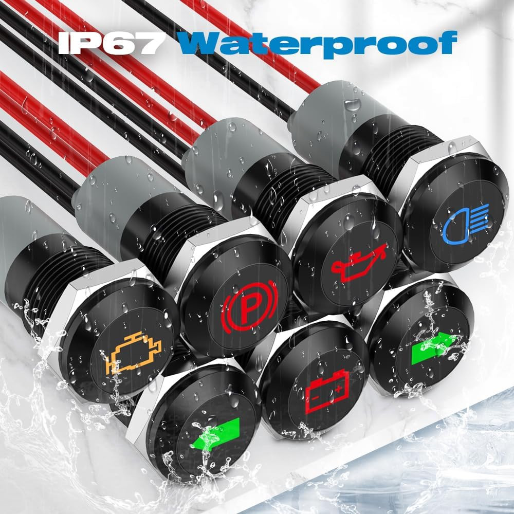 Indicator Light, 12V LED Small Indicator Light Waterproof 1/2" Panel Cutout 12V