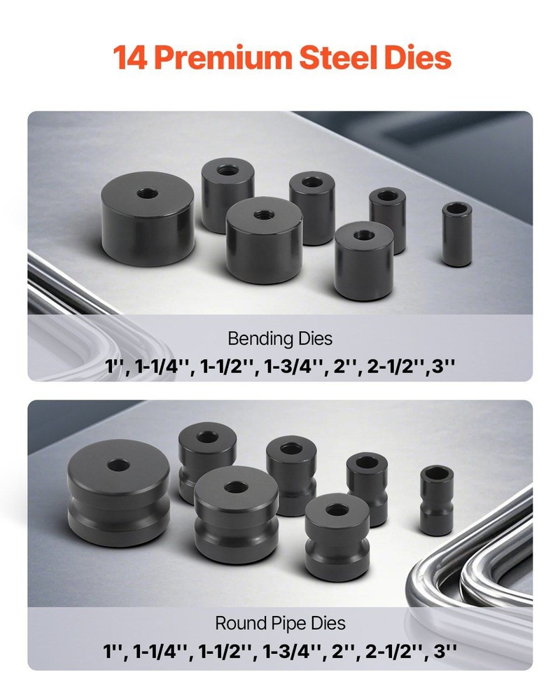 Heavy-Duty 200-Degree Manual Pipe Bender with Complete Die Set
