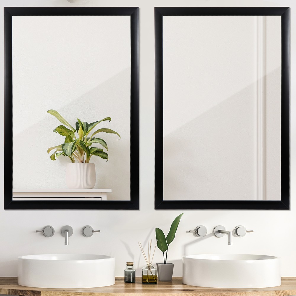 2PCS 24"x36" Wall Mirror Vanity Rectangular PS Metal Frame for Bathroom Washroom