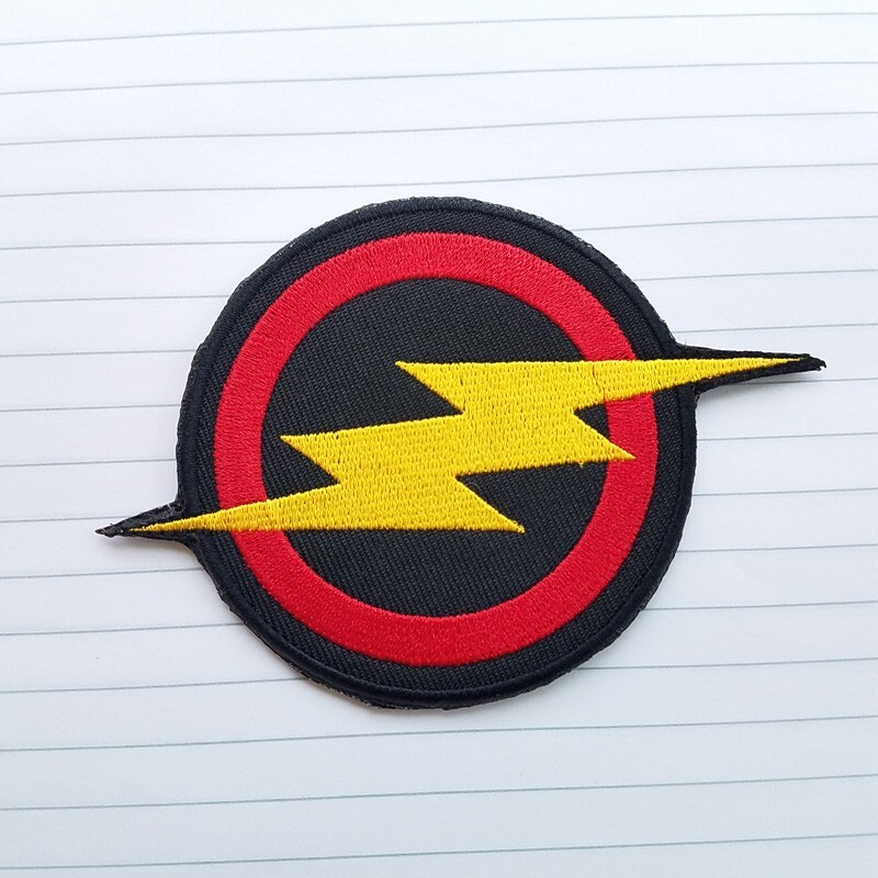 The Flash Superhero Lightning Bolt Red&Black Logo Embroidered Hook/Loop Patch