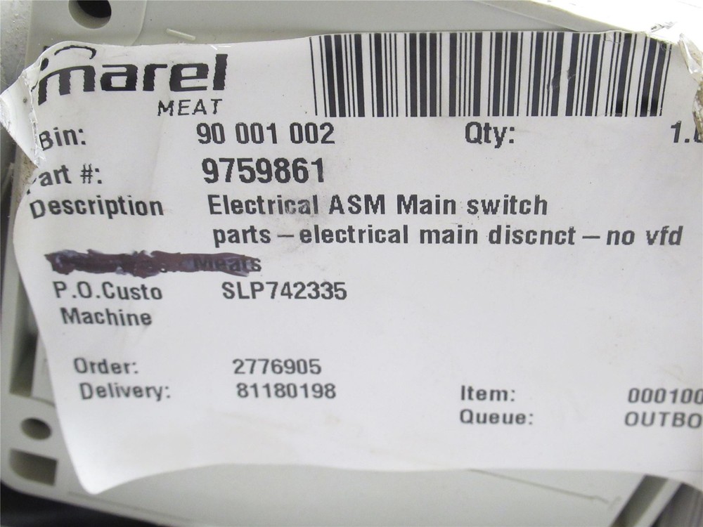 240489 Used; Marel 9759861 Disconnect Switch; ASM; Main
