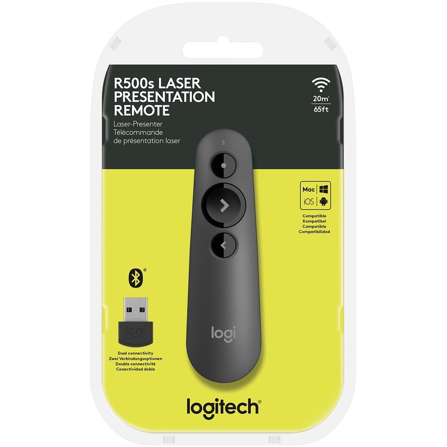 Logitech R500s Laser Presentation Remote Bluetooth USB Clicker Pointer
