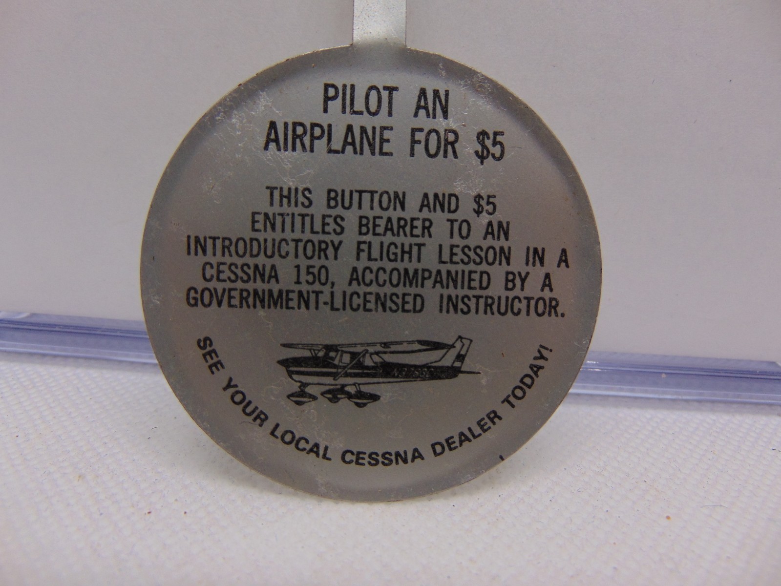 Vintage Advertising Tab Pin 2" Cessna If i can Fly, you can Fly See Local Dealer