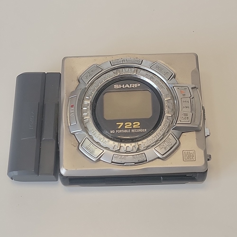 Sharp MD-MS722 Portable Minidisc Recorder Player W/ External Battery READ