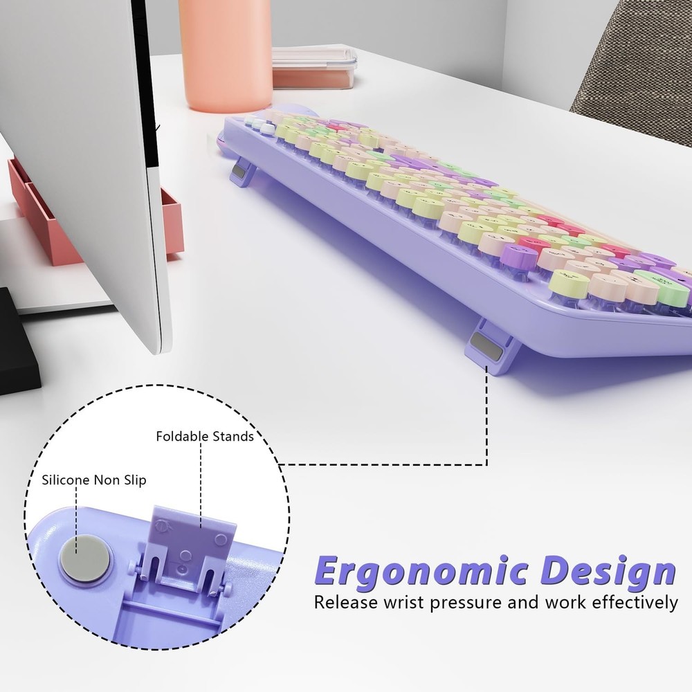 Wireless Typewriter Keyboard and Mouse - Wireless Keyboard with Silent Mouse,...