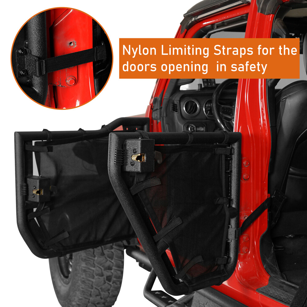 Hooke Road Tube Half Doors + Mirrors Fit 18-24 Jeep Wrangler JL Gladiator JT