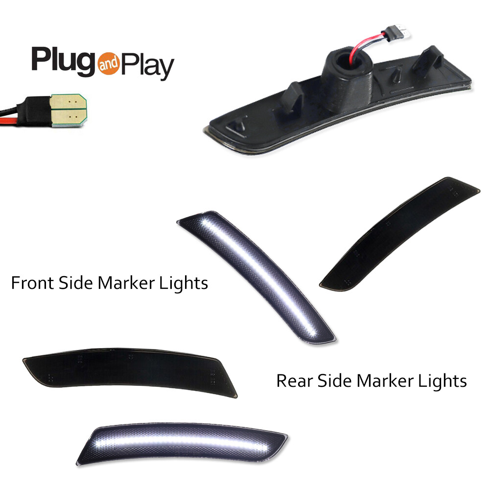 4X Smoke Full White LED Side Marker Light Fender Lamp For 2016-2023 Chevy Camaro