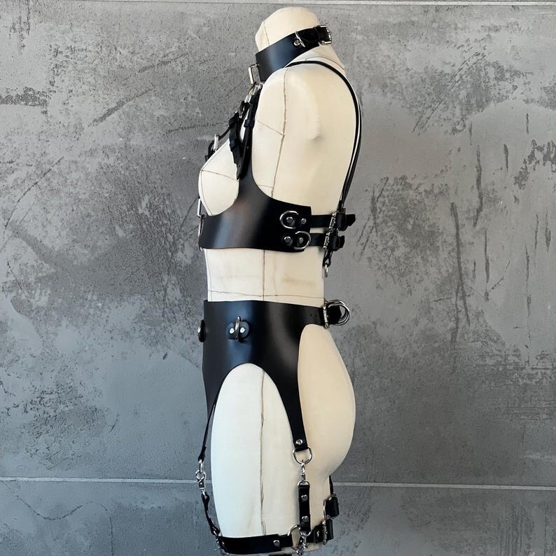 Body Harness BDSM Lingerie, Bondage Harness Full Set, Leather Bondage Corset