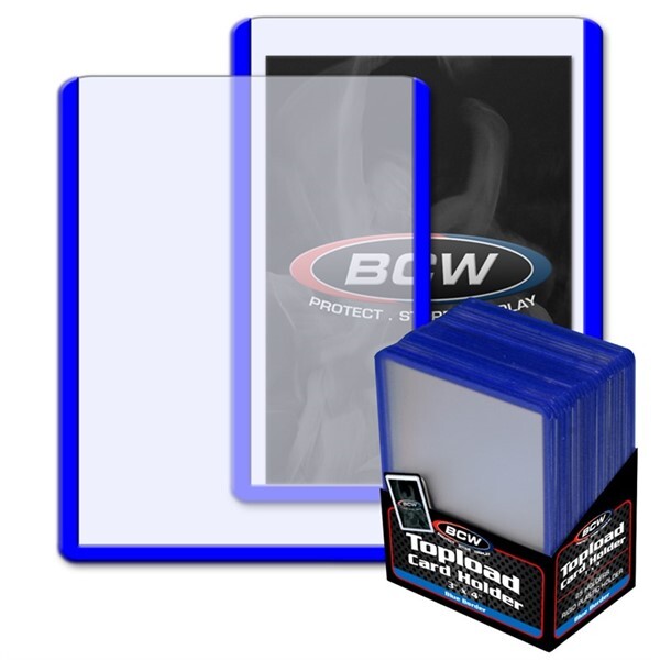 50 BCW 3x4 Rigid Topload Baseball Trading Card Holders BLUE Border top loaders