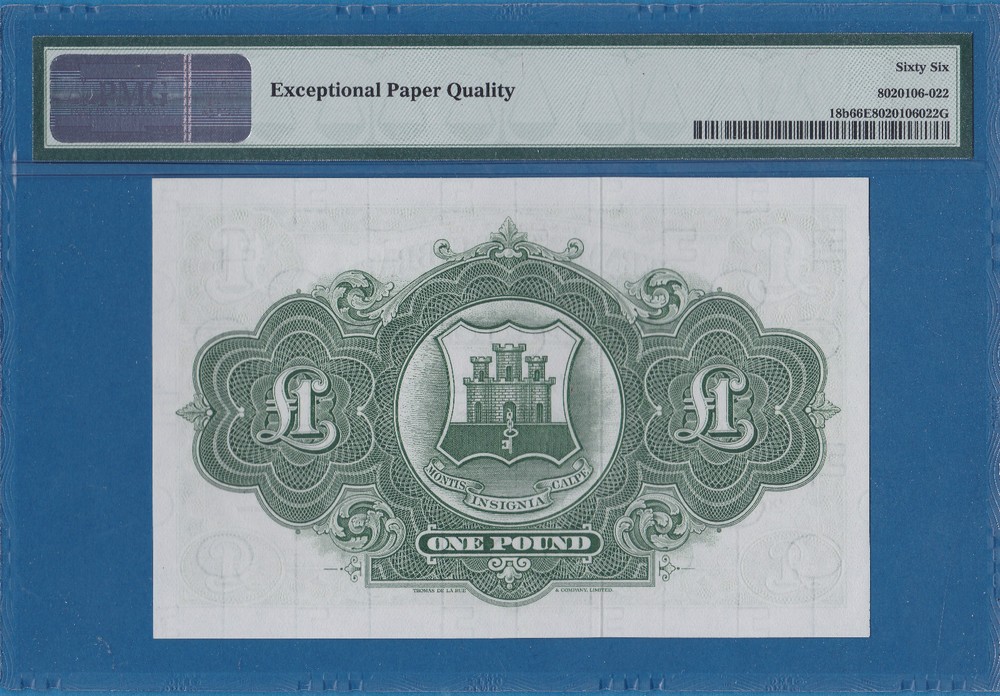 Gibraltar 1 Pound, 1971, Gem UNC-PMG66EPQ, P18b