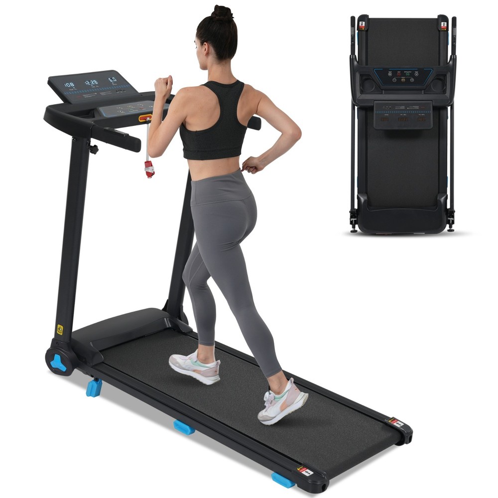 3.0HP Quiet Foldable Treadmill with 8% Incline 10MPH Type C & USB Bluetooth