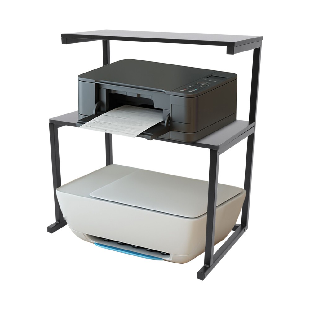 Iron Printer Stand Desk Shelf Storage Home Office 3 Tier Computer Organizer