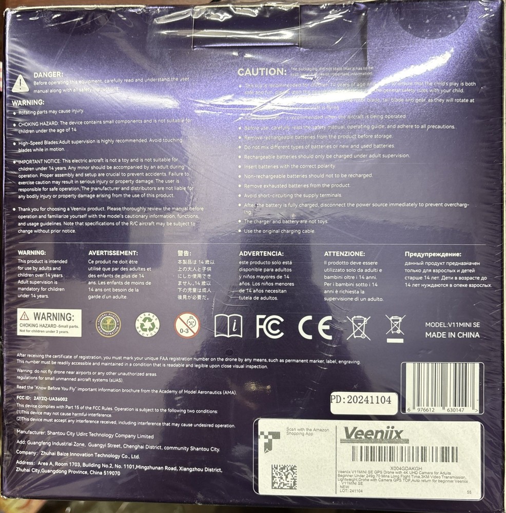V11 Mini SE Drones with Camera 4K, Video, Lightweight, 70 M Auto Return Sealed