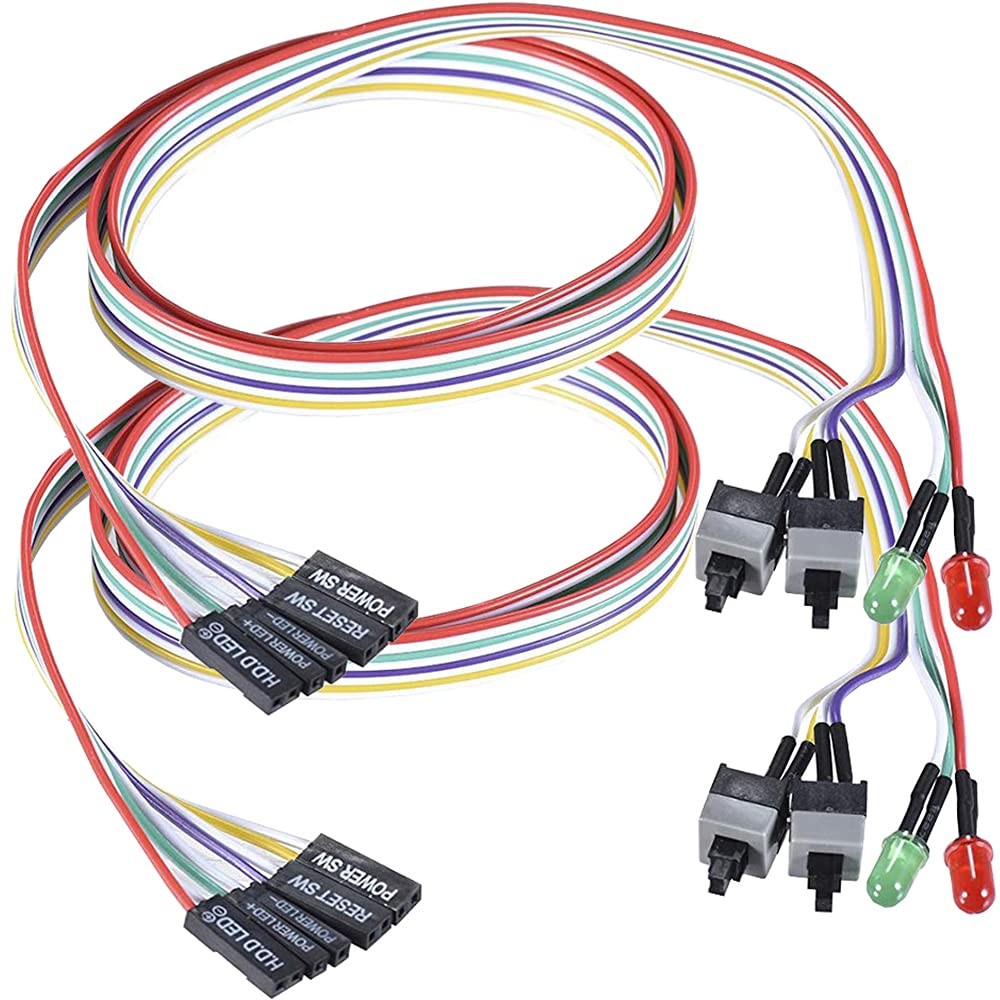 2 Pack 2-Pin PC Power Switch Cable 27-inch Desktop On Off Reset Push Button A...