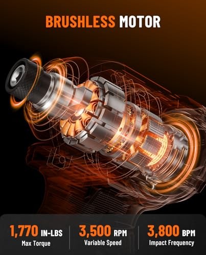 TITANCE X7 20V Brushless Impact Driver, 1/4'' Hex Compact Cordless Driver Kit