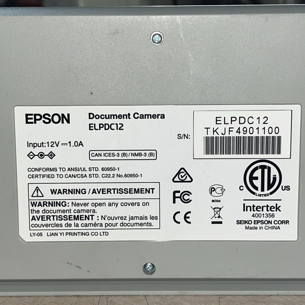 EPSON ELPDC12 DOCUMENT CAMERA