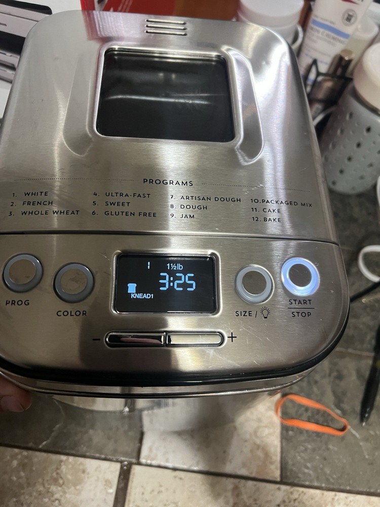 Cuisinart CBK-110 Bread Machine Stainless Steel 1.5lb 12 Programs LCD Timer