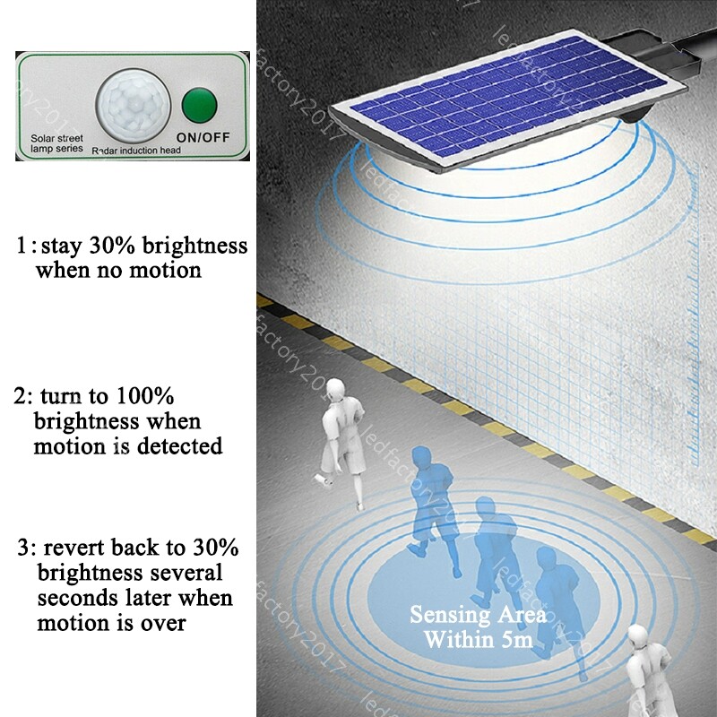 DIM Solar LED Street Light Sensor Dusk Timer Remote Control Cool White Yard 300W