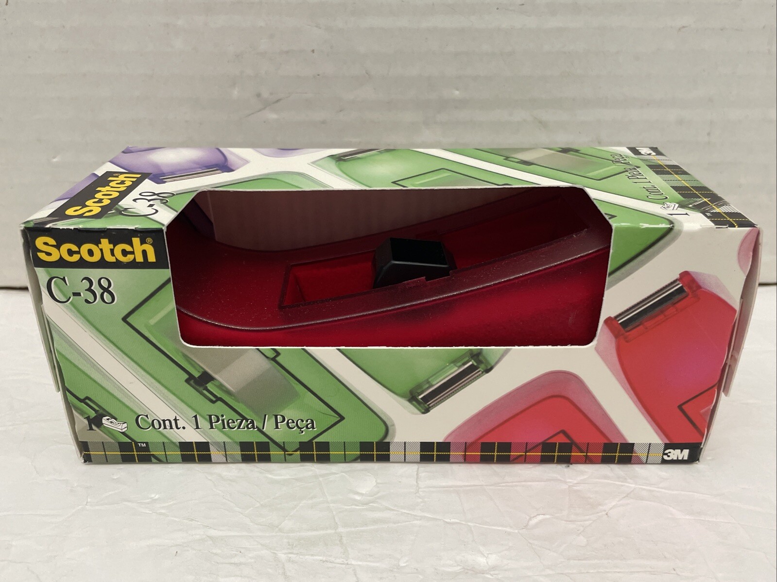 New*Weighted Scotch Standard Size Transparent Red Tape Dispenser*C-38