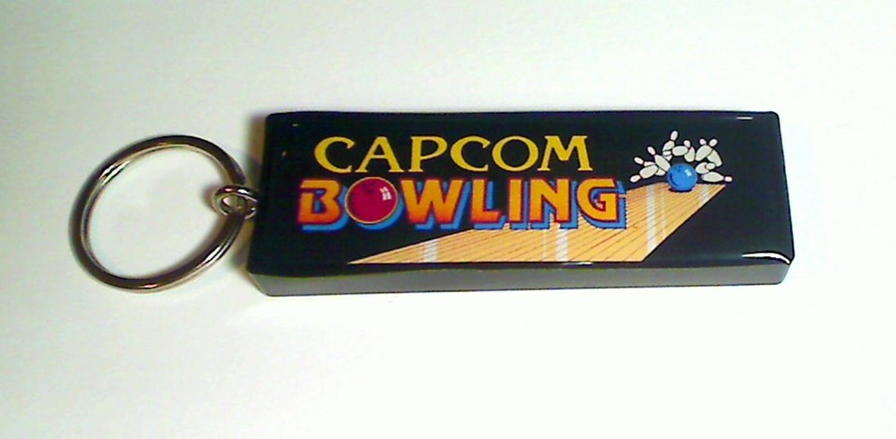 Capcom Bowling  Arcade Marquee Coin Door Keychain