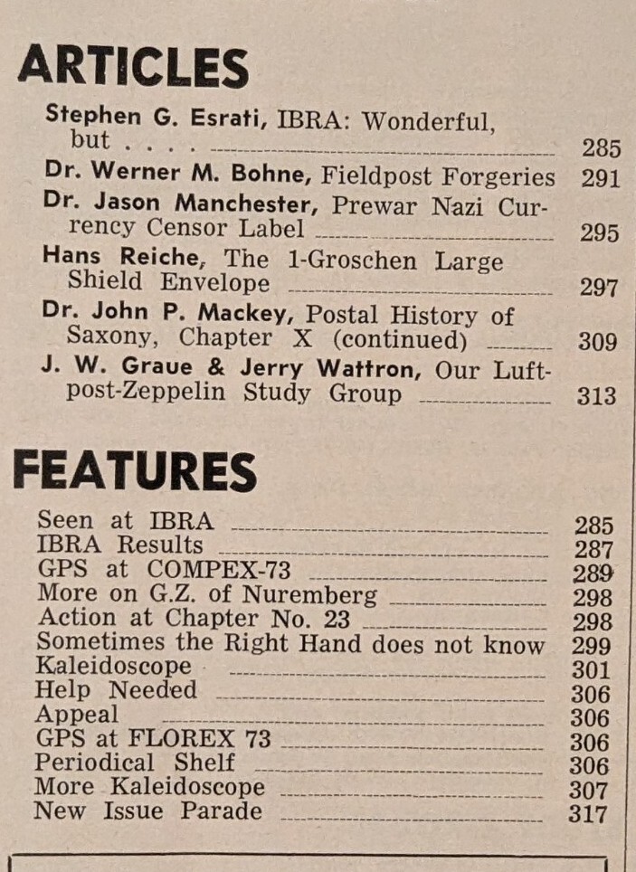 German Postal Specialist Aug 1973 Prewar Nazi Currency Censor Label