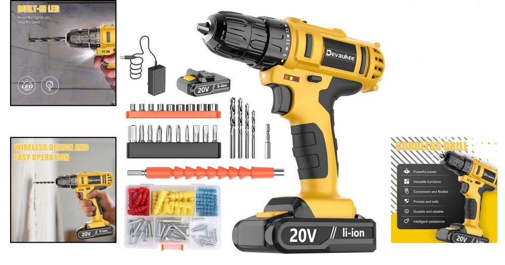 Compact 20V Electric Drill with 2 Speeds & Keyless Chuck - Ultimate Power Tool