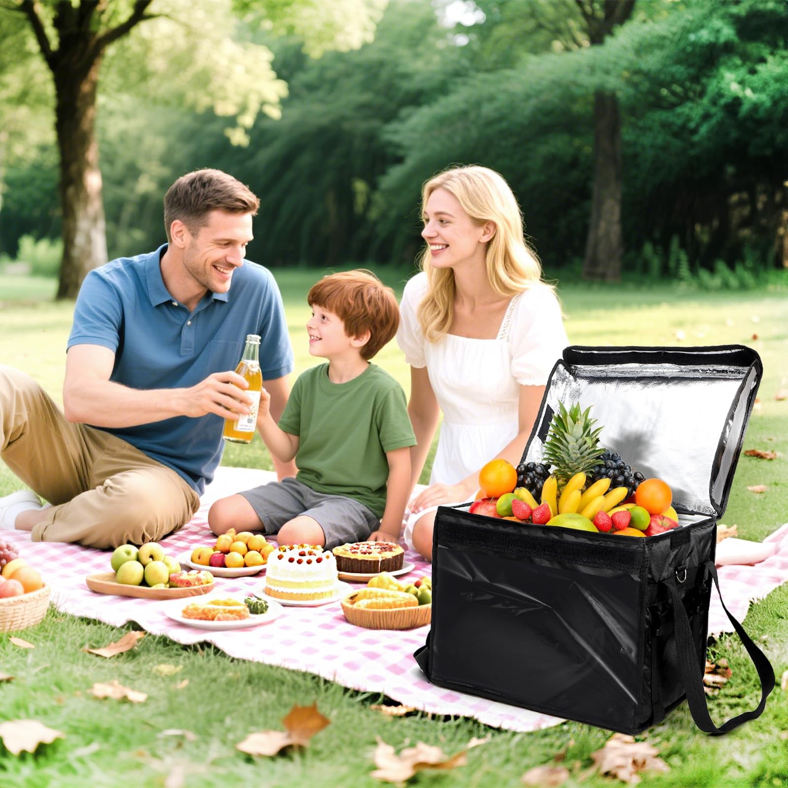 DEAYOU Insulated Food Delivery Bag for Bike, Pizza Delivery Bag with Divider and