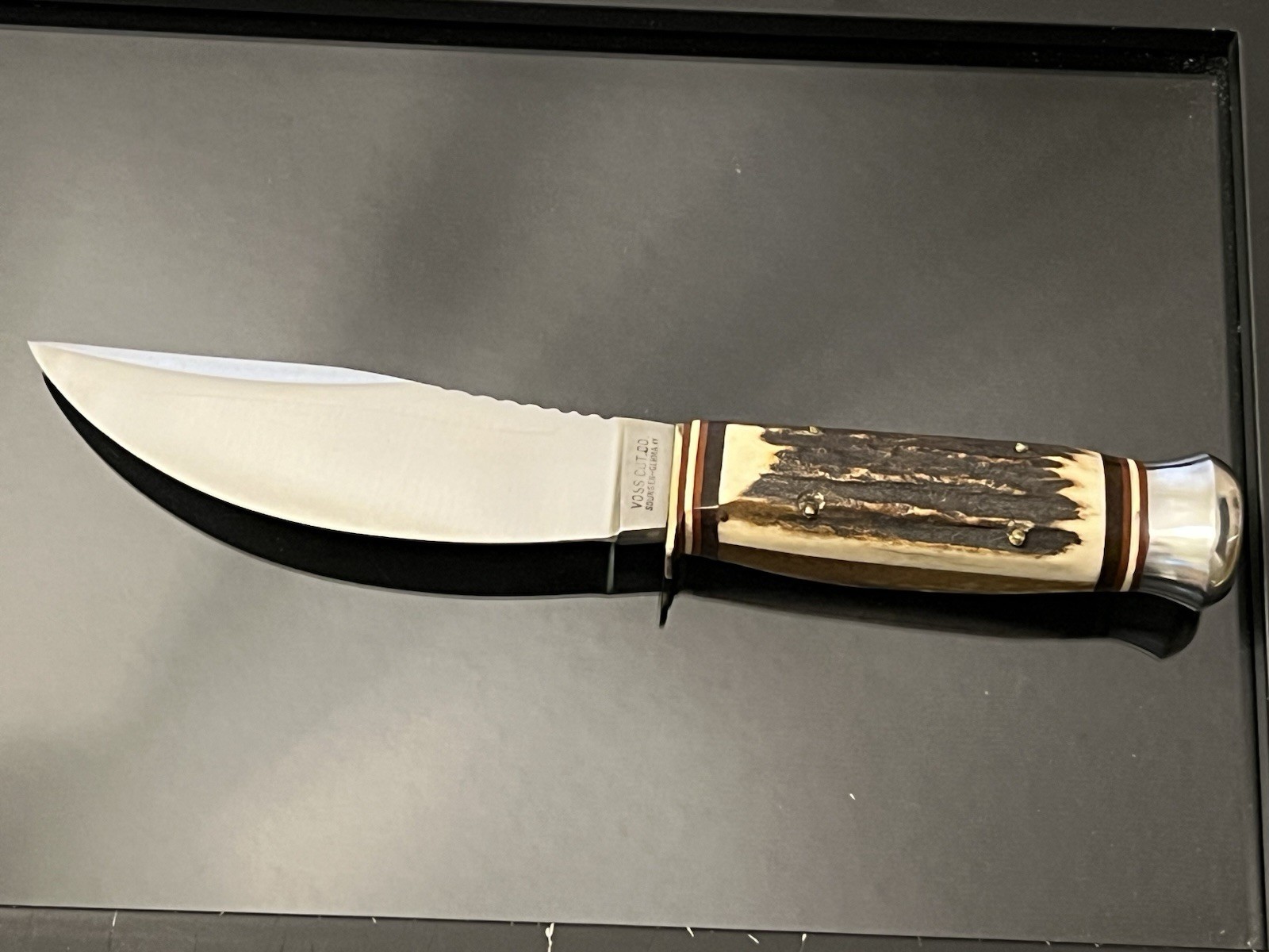 VINTAGE VOSS CUT. CO.GERMANY THICK STAG HUNTING KNIFE SKINNER BLADE 8-1/4” MINT