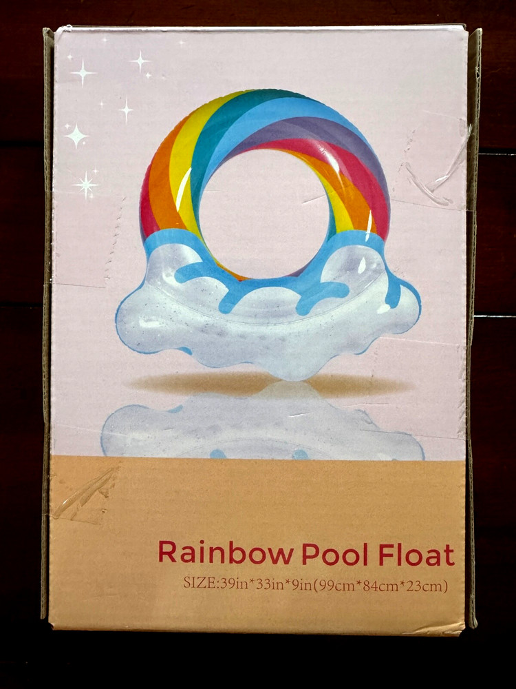 Rainbow Pool Float 39" X 33" X 9" Inflatable Tube