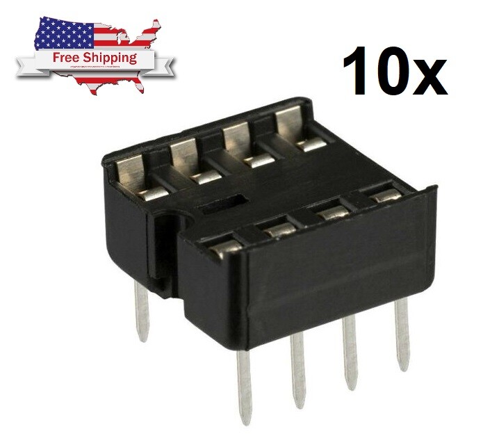 10 PCS  8-Pin DIP IC Socket Adaptor Solder Type Retention Contact