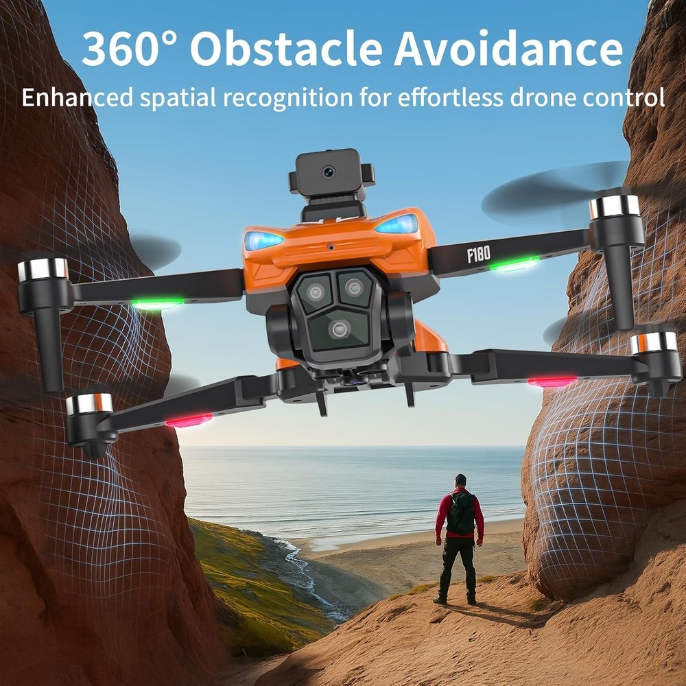 F180 GPS Drone, 4K Camera, 4.5" Remote Screen, 22 Min Flight, Foldable