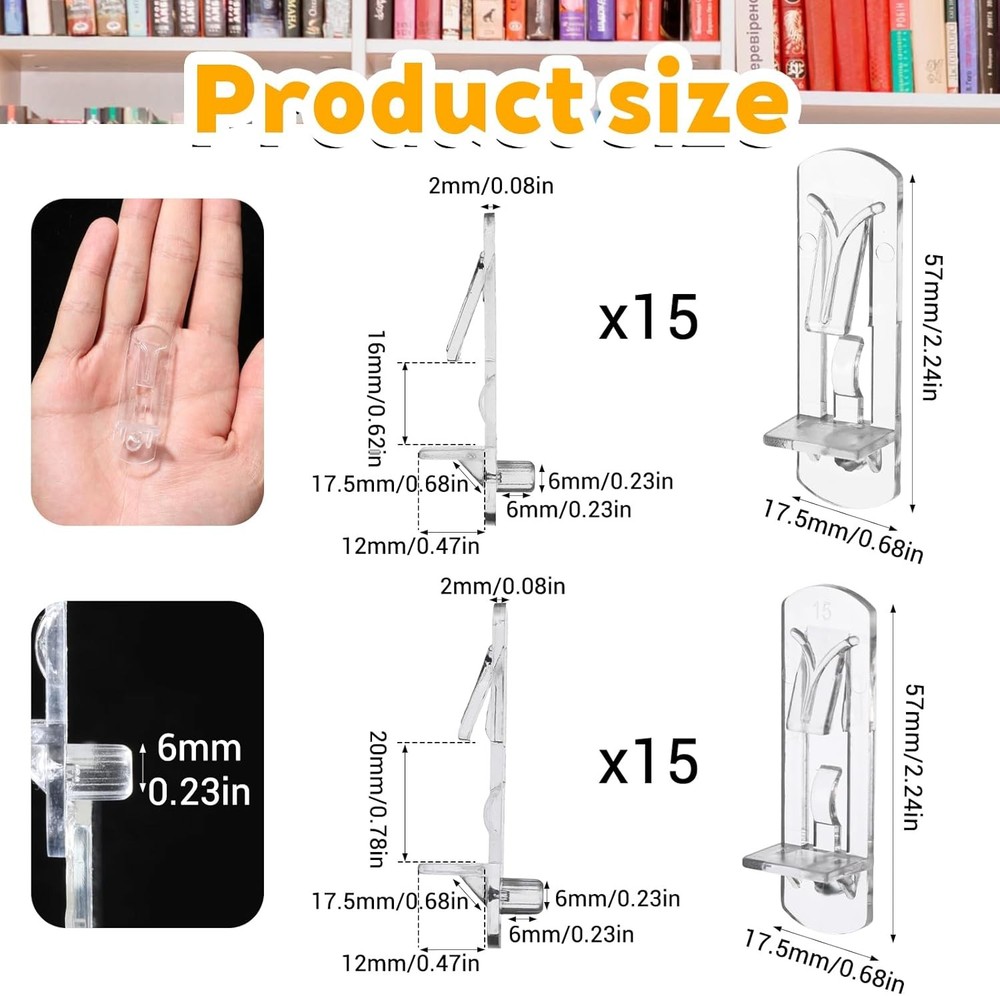 30PCS Plastic Locking Shelf Support Pegs Clear 6mm Self Locking Shelf Pins