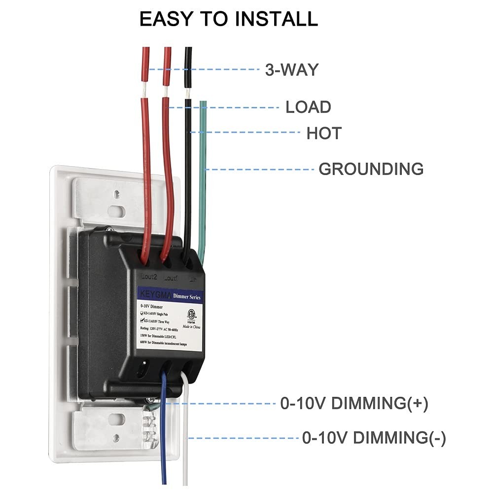 0-10V LED Dimmer Switch, Low Voltage Dimmer Switch for Dimmable LED Lights, CFL,