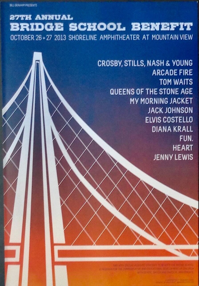 BRIDGE SCHOOL BENEFIT 2013 concert poster NEIL YOUNG CSNY TOM WAITS 13x19 BGP NM