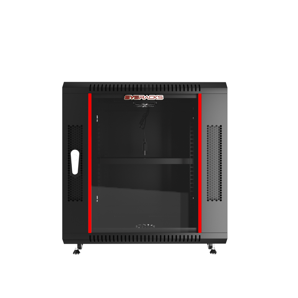 12U Server Rack Locking Network Cabinet Data Enclosure with PDU-Feet-Fan-Shelf