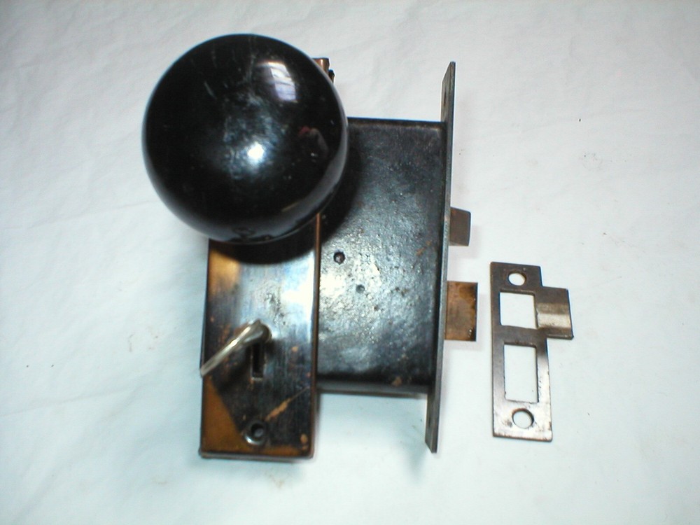 Antique Craftsman Era Door Hardware with Porcelain Knobs