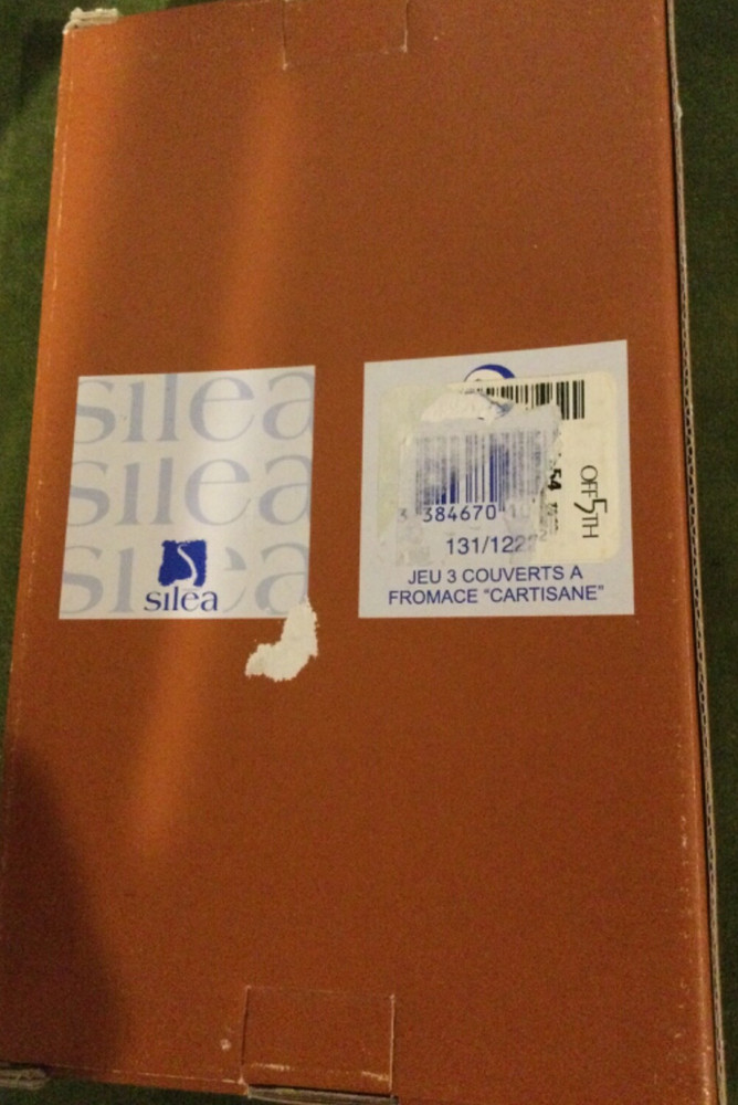 VIntage Silea Silver 3 Piece Cheese d'oeuvres Serving Utensils Braided Cord NIB