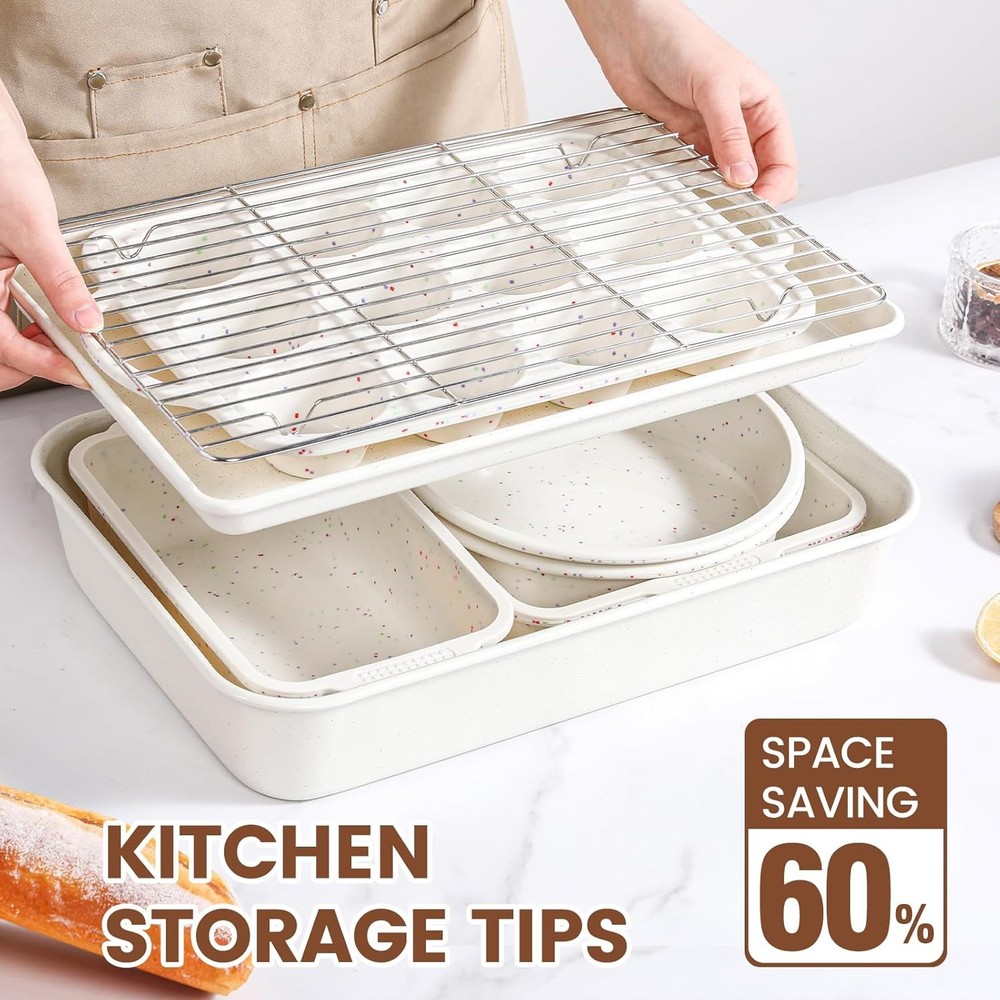 8-Piece Baking Pans Set Nonstick Bakeware Set includes Silicone Muffin Loaf Cake