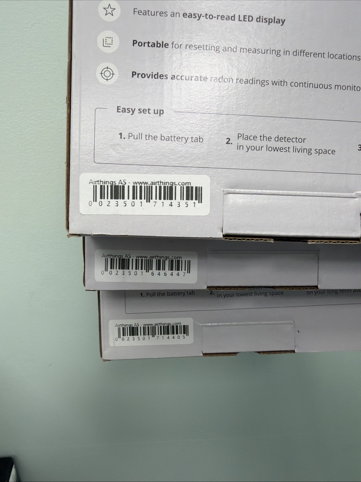 Airthings Battery Operated Digital Radon Detector 2350