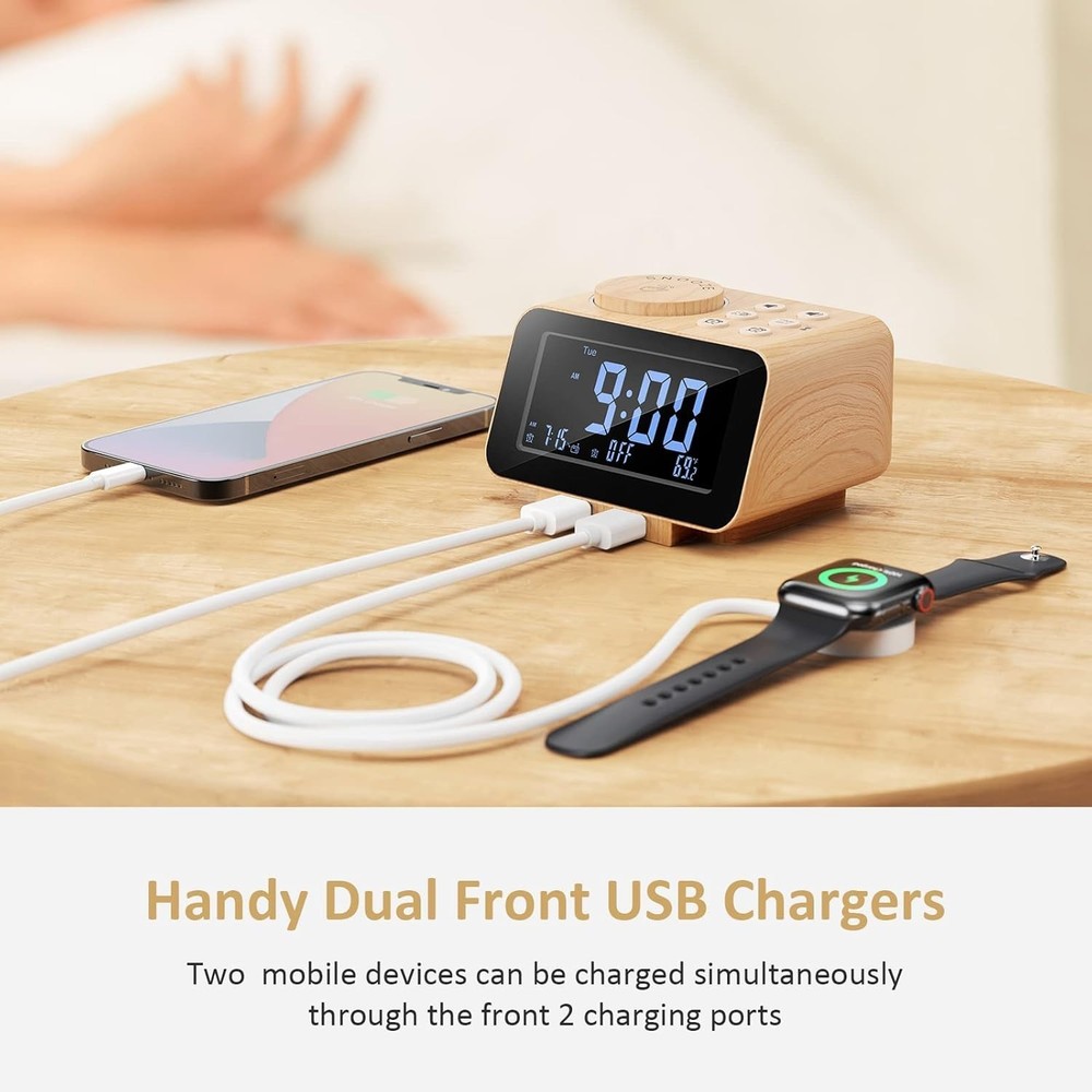 Transform Your Mornings: Stylish Alarm Clock with Thermometer & Sleep Timer