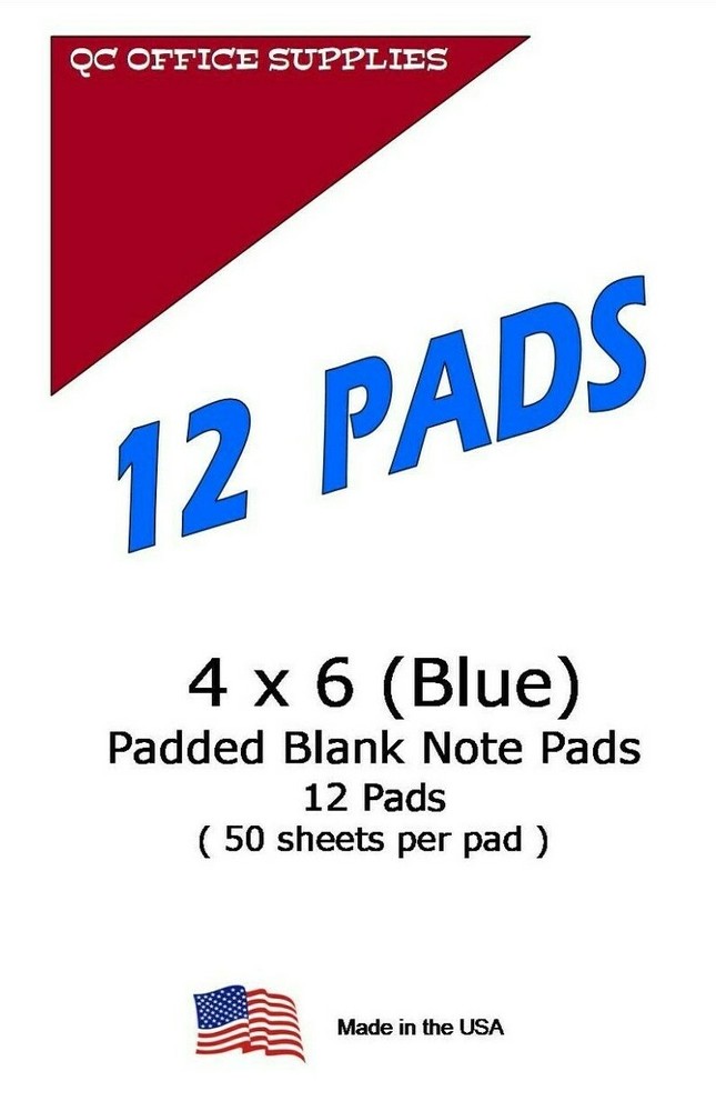 4' x 6' Blue Note/Memo Pads - 12 Pads - 50 Sheets Per Pad