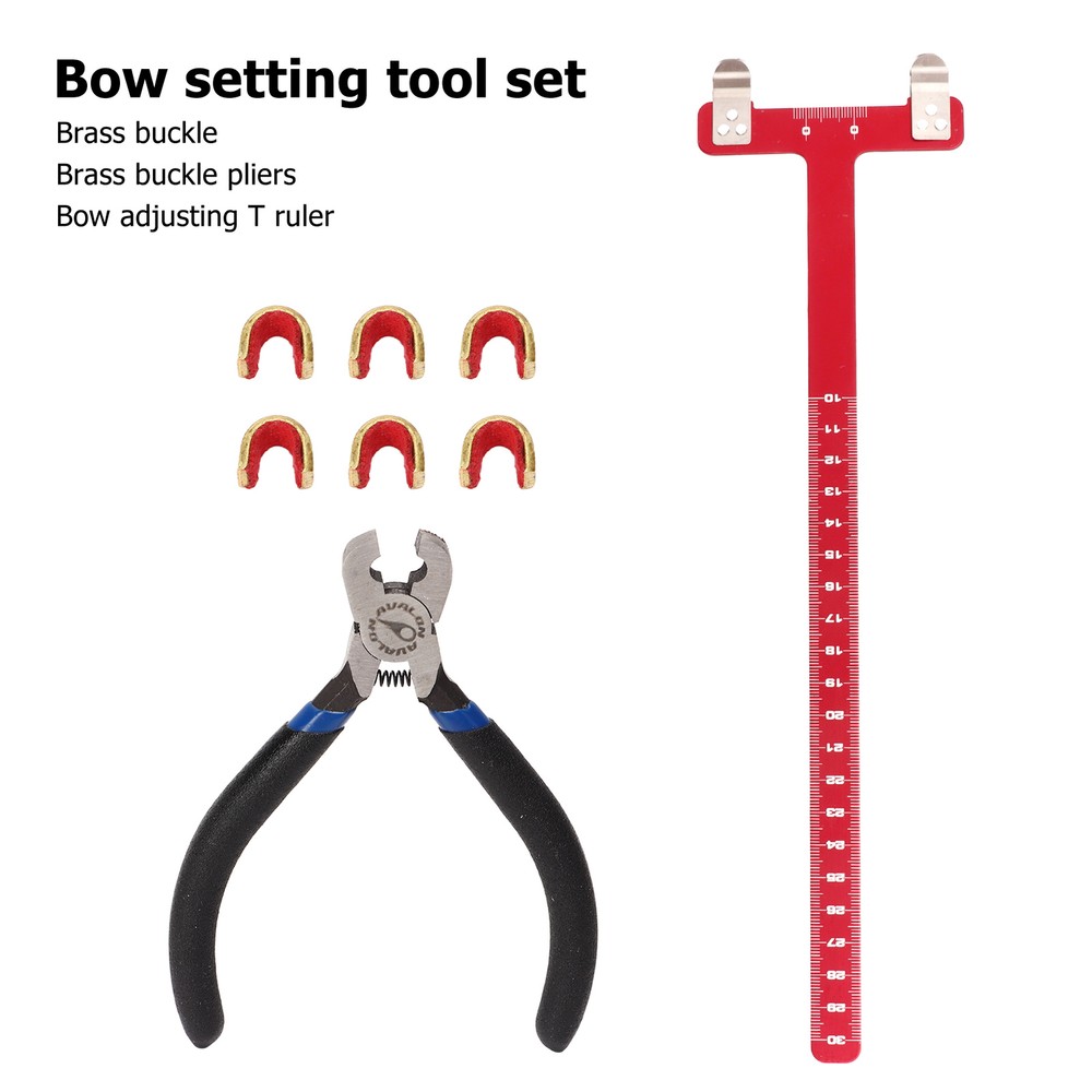 (Red)Bow String Nocking Points Pliers Set T Ruler Nocking Buckle Pliers Kit AN