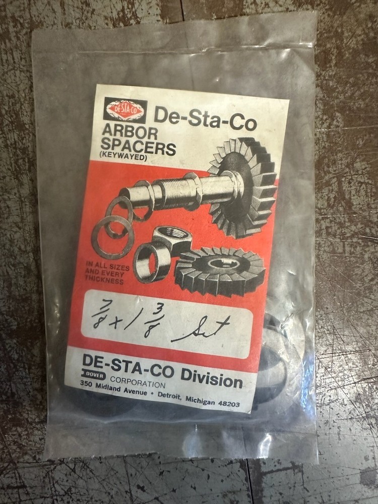 DESTACO Milling Machine Arbor Spacers 7/8"x1-3/8" SHIM SET